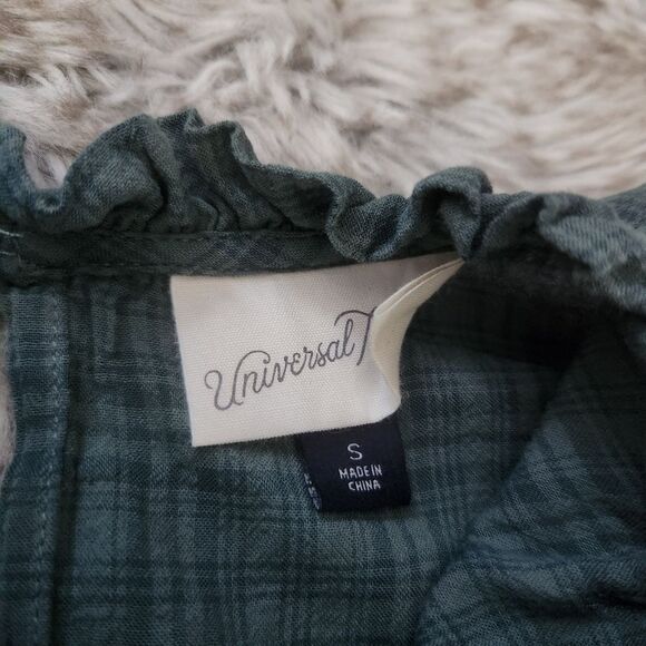 Universal Thread Long Sleeve Apron‎ Blouse  Green Plaid Women's Size Small - Picture 4 of 10